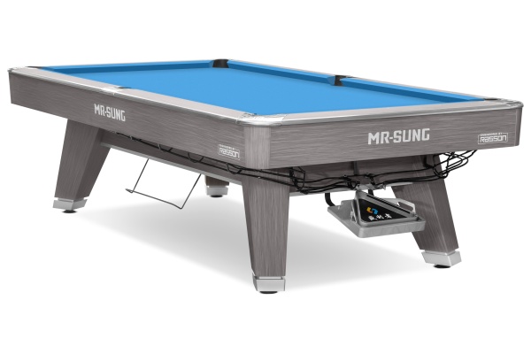 Бильярдный стол для пула "Rasson Acurra" 9 футов (серый, сланец 25 мм) в комплекте с плитой, аксессуары и сукно