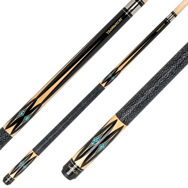 Двухсоставной бильярдный кий для пула "Classic Earthlite Tournament 202" (черно-натуральный) с оплеткой ирландский лен