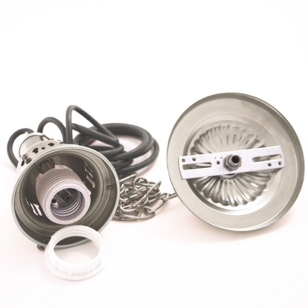 Лампа на один плафон «Elegance» (серебристая чашка,серебристый плафон D35см)