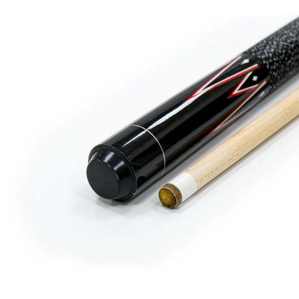 Двухсоставной бильярдный кий для пула "Classic Champion A-2" (черно-красный) с оплеткой ирландский лен